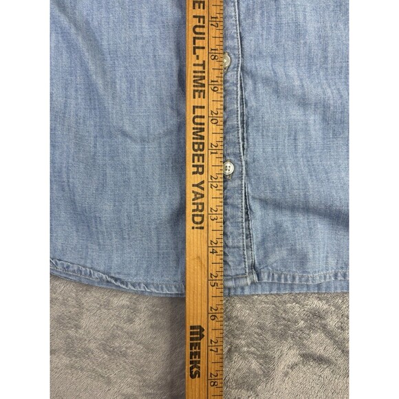 Old Navy Shirt Womens XL Blue Chambray‎ Smocked Long Sleeve Blouse Button Up - Picture 11 of 14